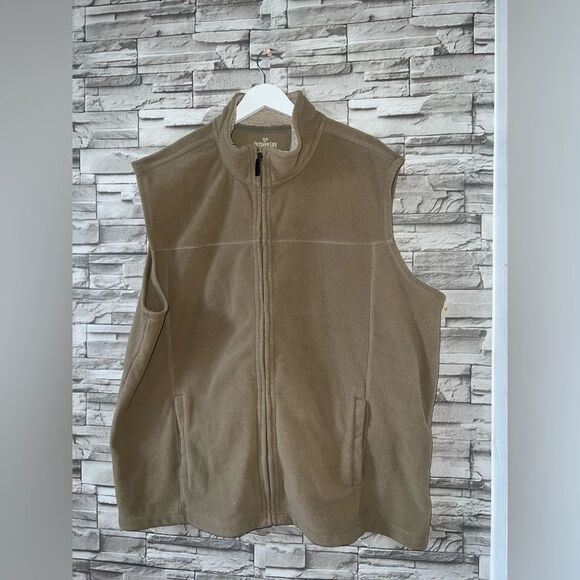 Outdoor Life || Mens 2XL Beige Full Zip Up Outdoor Hiking Fleece Sweater Vest - Picture 2 of 9